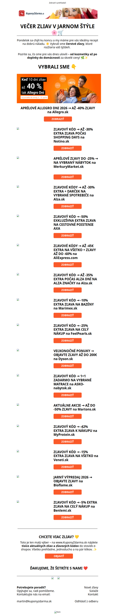 VEČER ZLIAV V JARNOM ŠTÝLE 🌸🛒