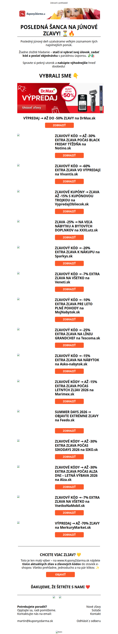 POSLEDNÁ ŠANCA NA JÚNOVÉ ZĽAVY! ⏳🔥
