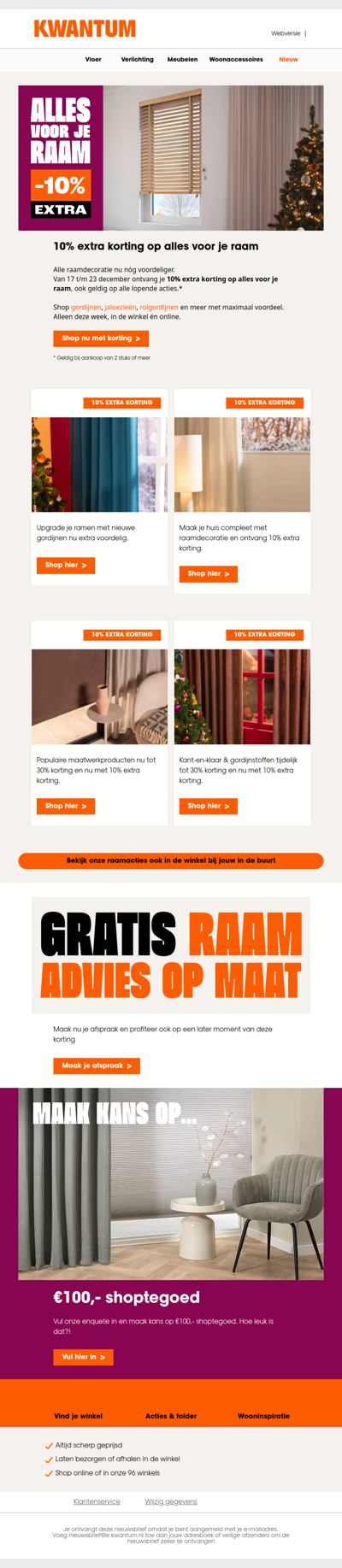 10% extra korting op alle alles voor je raam