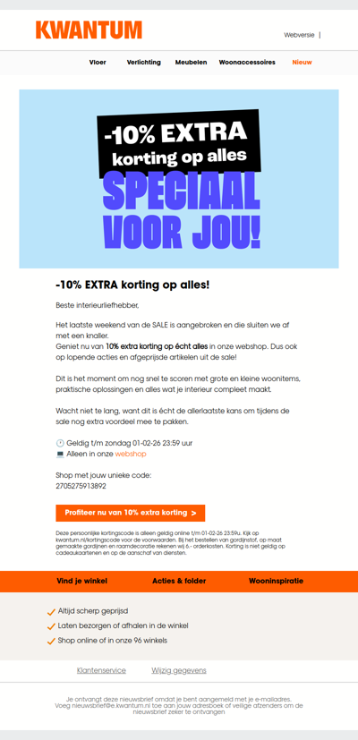 Laatste week SALE: 10% extra korting op alles