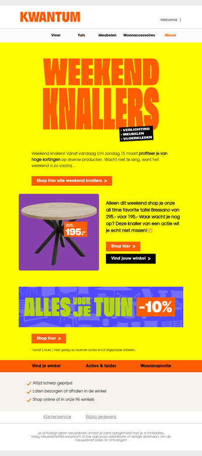 Weekend knallers! 💥Tafel Bressano van 295.- voor 195.-