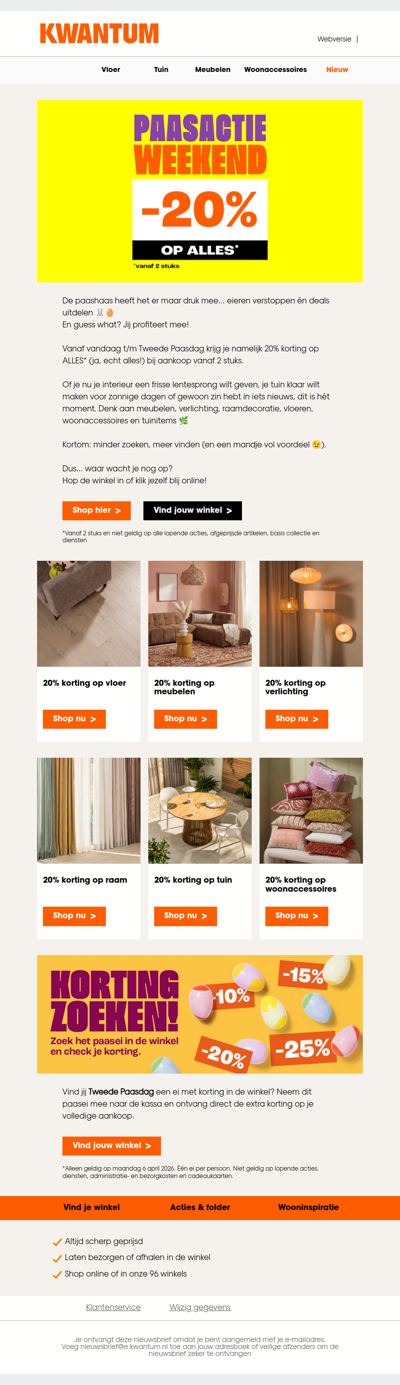 🌷🐰 Paasvoordeel!  20% korting ALLES!
