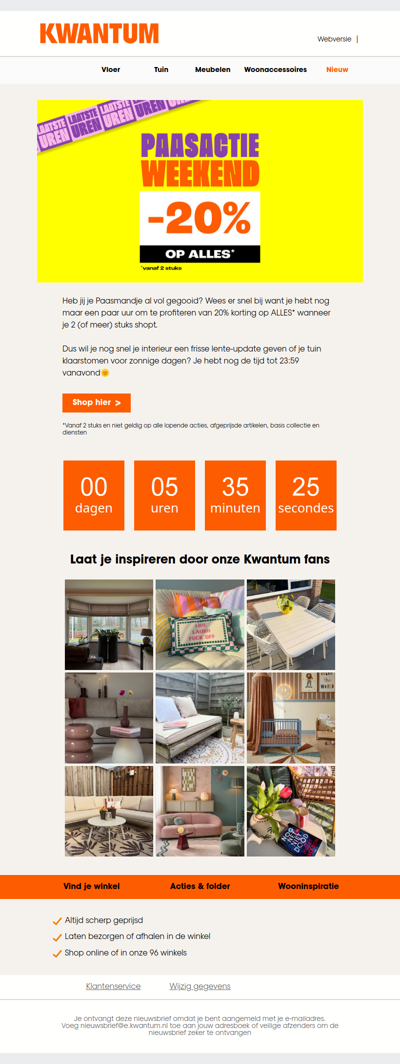 Laatste uren! 20% korting op ALLES 🌷🐰