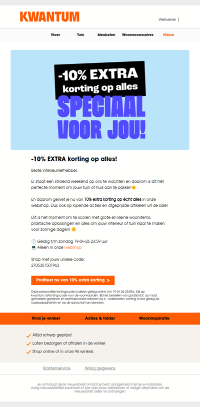 Vier de lente! 🌞 10% EXTRA korting op alles