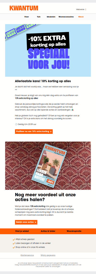 Verrassing: je krijgt nóg één dag 10% korting