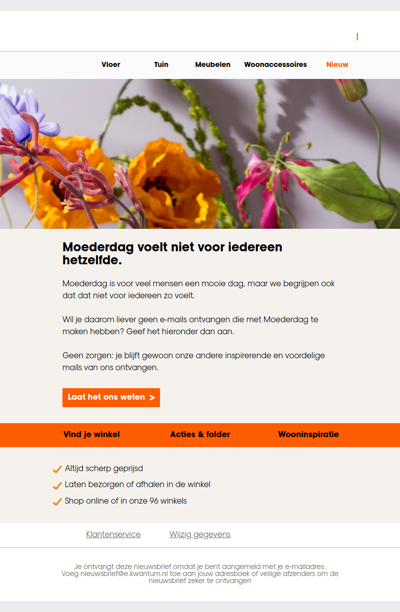 Liever geen e-mails over Moederdag?