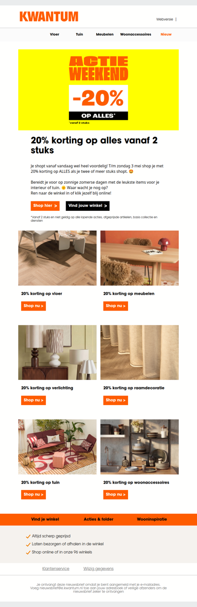 Weekendactie!  20% korting ALLES! 🤩