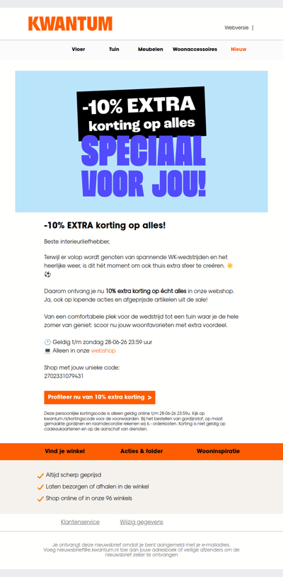 Scoor dit weekend 10% extra korting op alles