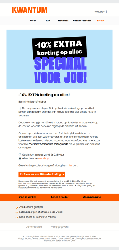 Code rood! 🥵 Dit weekend 10% extra korting op alles