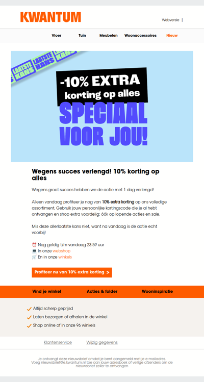Wegens succes verlengd: 10% korting op ALLES🥳