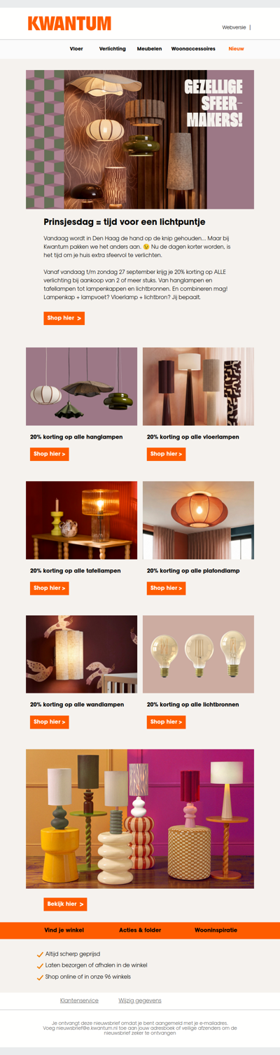 20% korting op alle verlichting en lichtbronnen💡