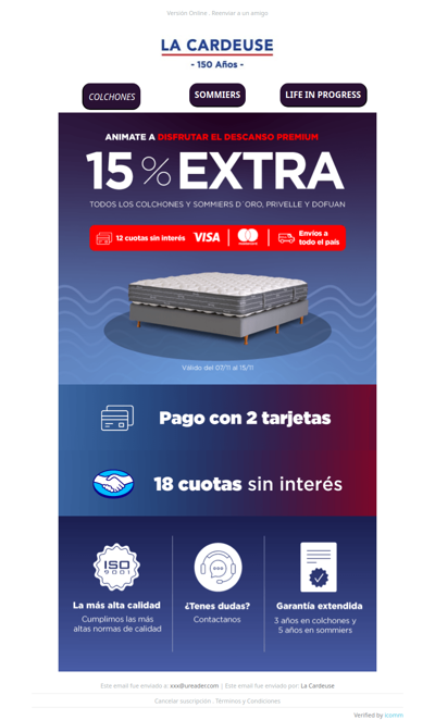 ¡15% Extra! Animate a disfrutar el descanso premium 🤩💣