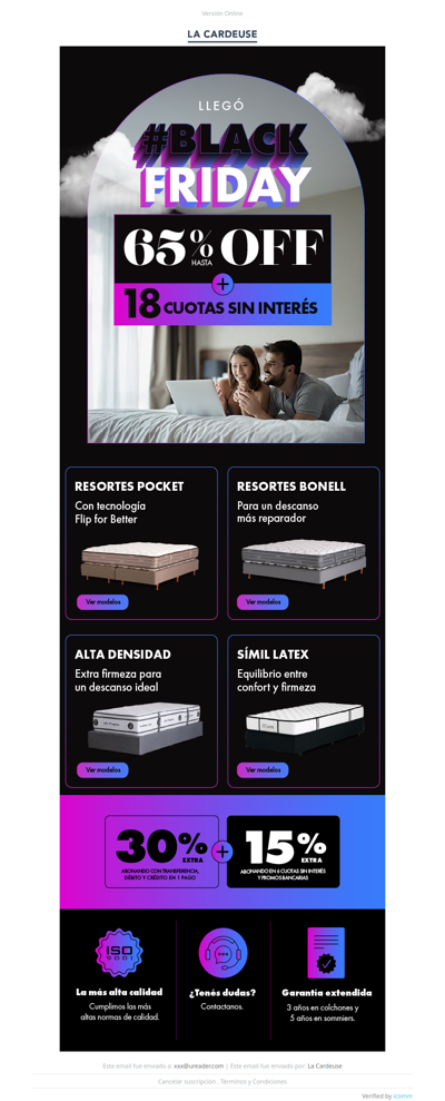 🔥Llegó el Black Friday: hasta 65% OFF en colchones y sommiers