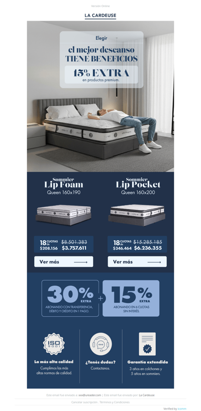 ¡El mejor descanso, tiene beneficios! 15% en productos premium ✨