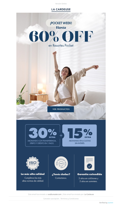 🛏️ ¡Pocket Week! Hasta 60% OFF en colchones y sommiers