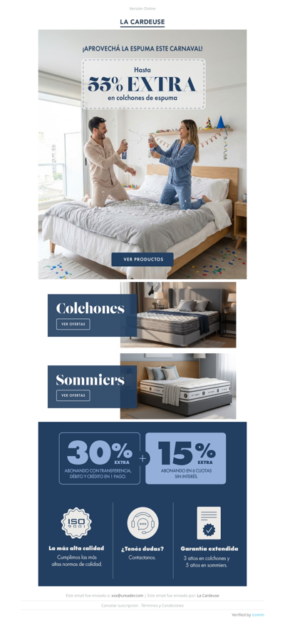 🎉 ¡Carnaval de Descansos! 55% OFF en colchones de espuma