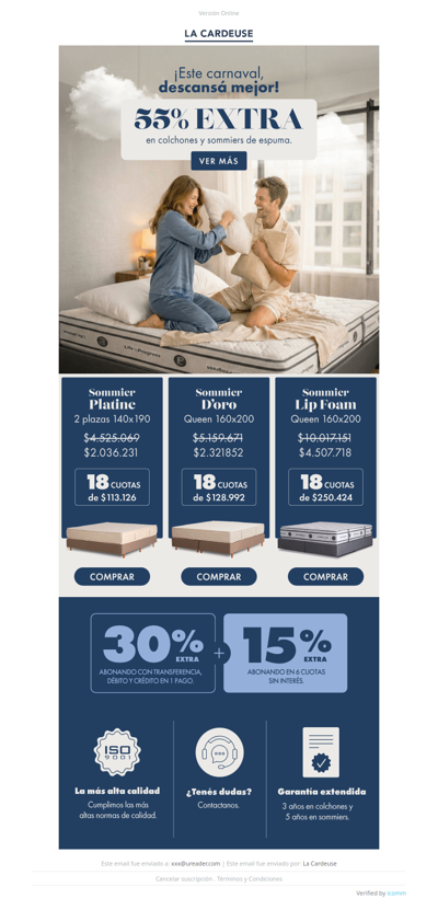 🛏️ ¡Aprovechá la promo de carnaval! 55% OFF en colchones de espuma