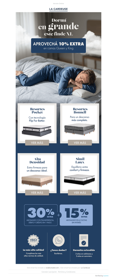 10% Off extra en camas Queen y King