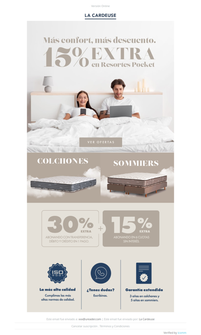 15% EXTRA Off en Resortes Pocket: Más confort y más descuento 🛏️