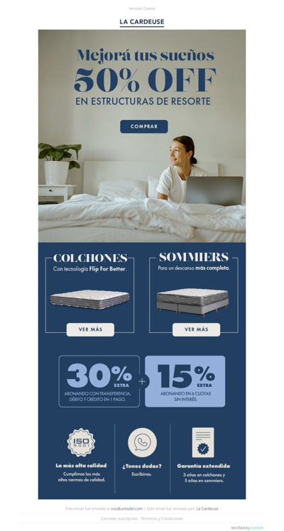 50% OFF en estructuras de resorte y sommiers 🛏️