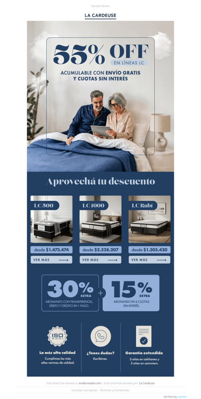 Renová tu descanso: modelos lc con hasta 55% off 🛌