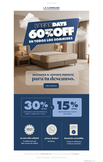 🔥 ¡Arrancó LACARDAYS! Hasta 60% OFF en todos los sommiers