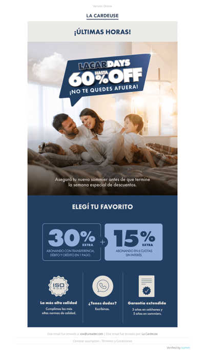 ⏳ ¡Últimas horas de LACARDAYS! Hasta 60% OFF en sommiers