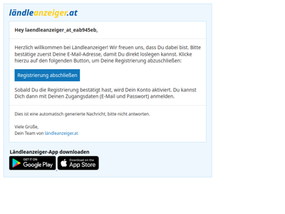Registrierung abschließen: Bestätige Deine E-Mail-Adresse auf laendleanzeiger