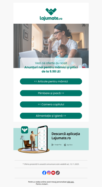 Vezi ce oferte au sosit🛍️Anunțuri pentru mămici și pitici — de la 9.98 LEI😄