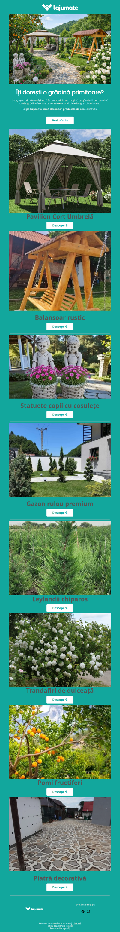 Îți dorești ca grădina ta să arate așa? Găsești tot ce ai nevoie pe Lajumate ➡️➡️