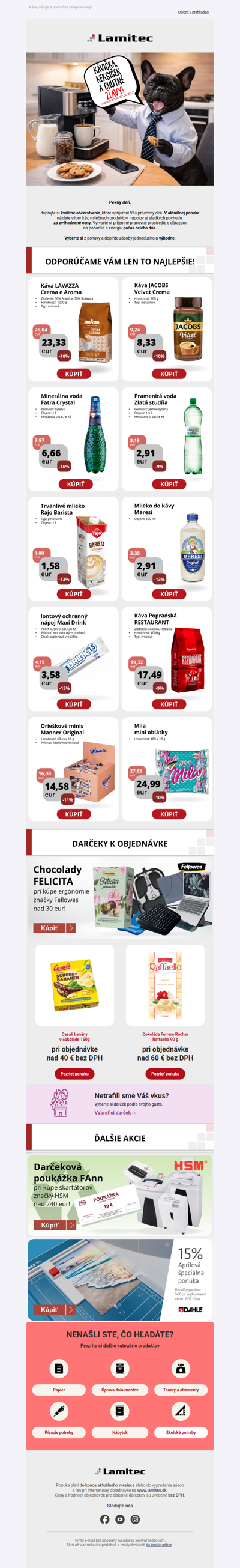 ☕🍪 Výhodná ponuka občerstvenia pre Váš pracovný deň!