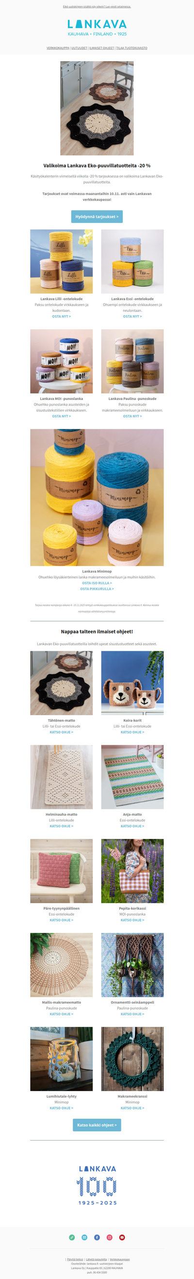 Valikoima Lankava Eko-puuvillatuotteita -20 % | Käsityökalenteri