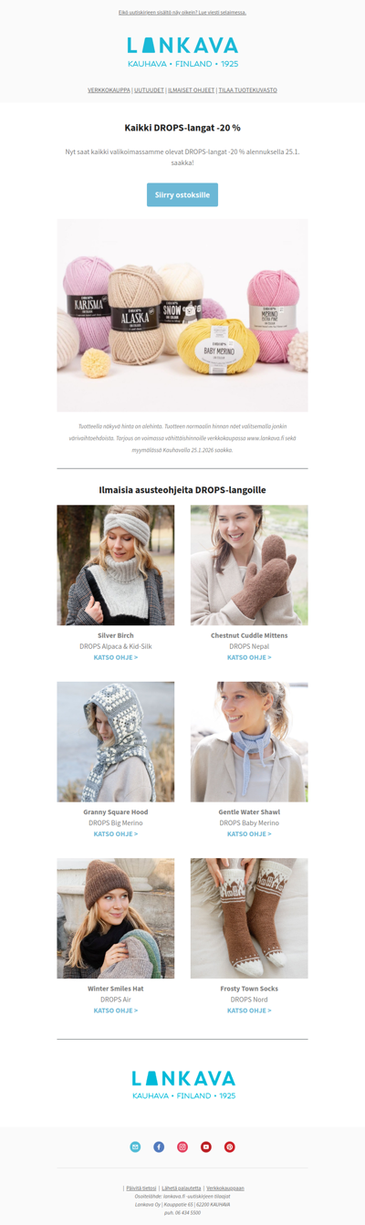 Kaikki DROPS-langat -20 % | Ilmaisia ohjeita tarjouslangoille
