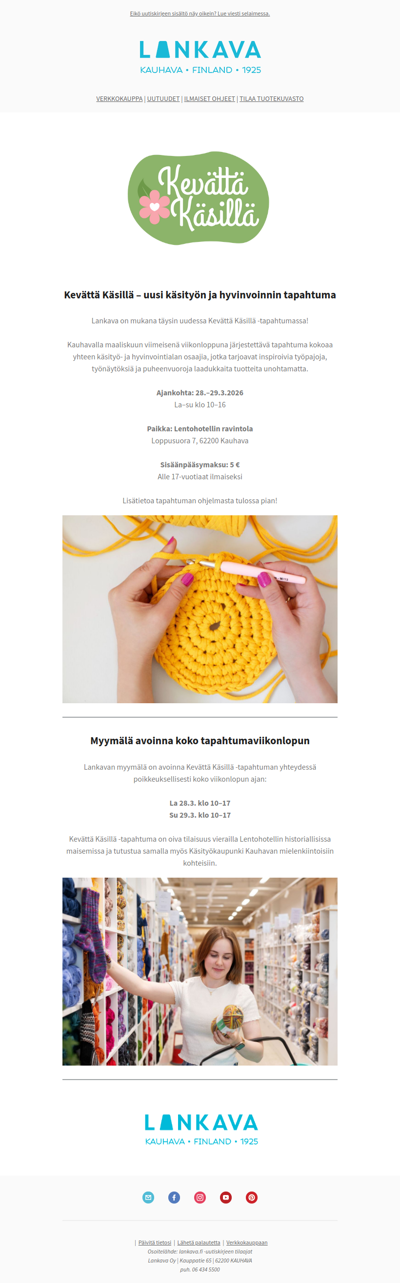 Kevättä Käsillä – uusi käsityön ja hyvinvoinnin tapahtuma