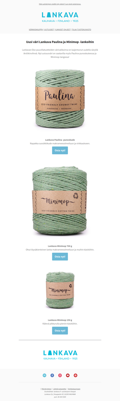 Uusi väri Lankava Paulina ja Minimop -lankoihin