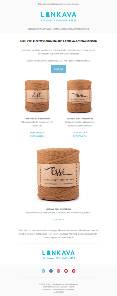 Uusi väri kierrätyspuuvillaisiin Lankava-ontelokuteisiin!