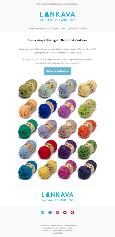 Jopa 20 uutta väriä Hjertegarn Natur Uld -villalankaan!