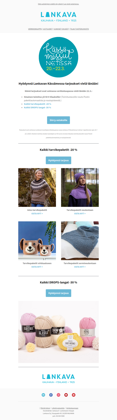 Hyödynnä Kässämessut netissä -tarjouksemme vielä tänään 22.3.
