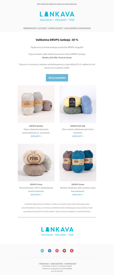 Valikoima DROPS-lankoja -30 %