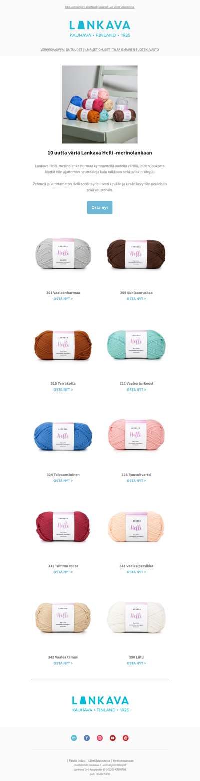 10 uutta väriä Lankava Helli -merinolankaan