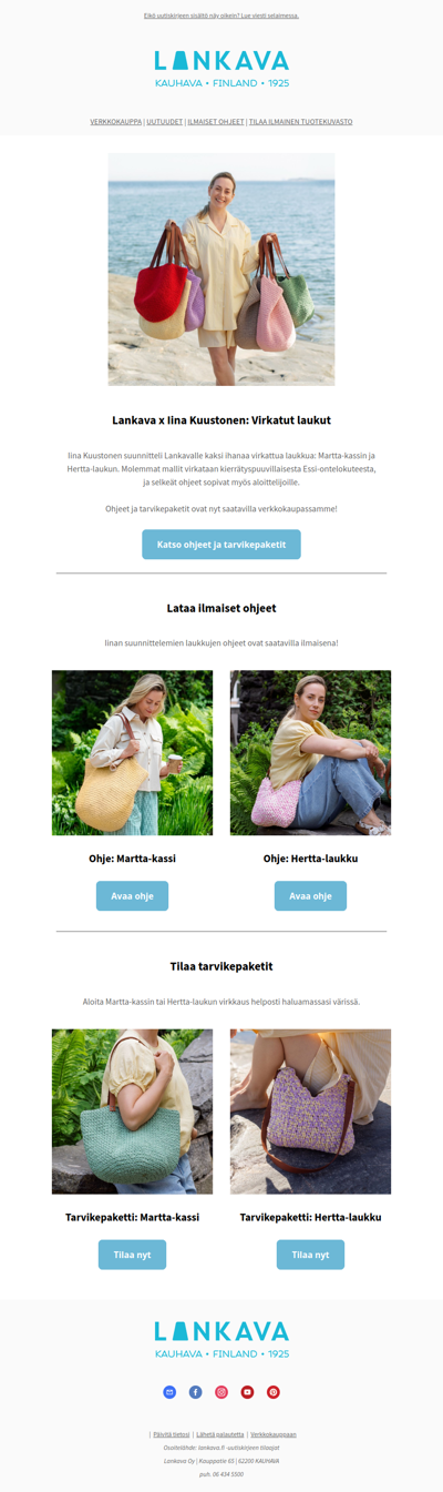 Lankava x Iina Kuustonen – Katso virkattujen laukkujen ohjeet!