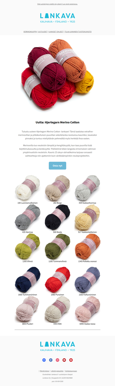 Hjertegarn Merino Cotton on saapunut Lankavan valikoimaan!