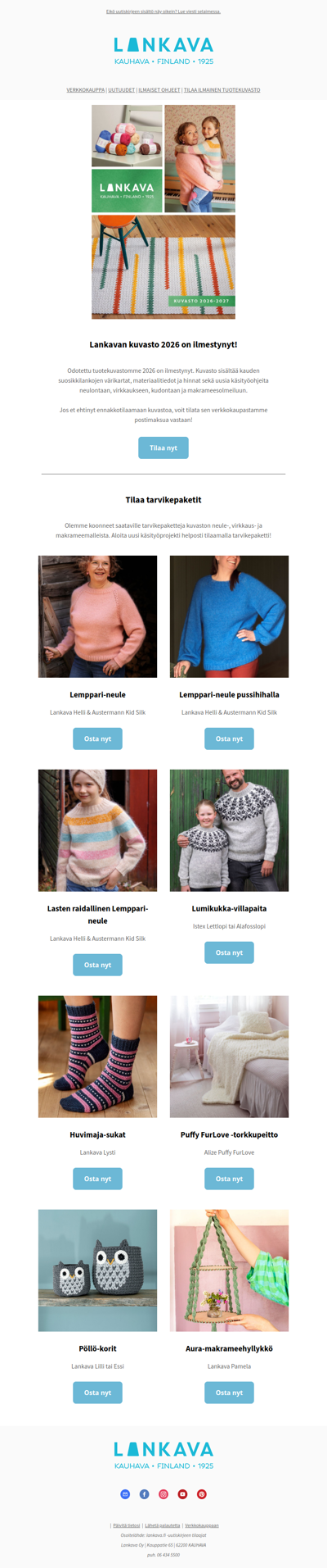 Lankavan kuvasto 2026 on ilmestynyt – Tilaa tarvikepaketit!