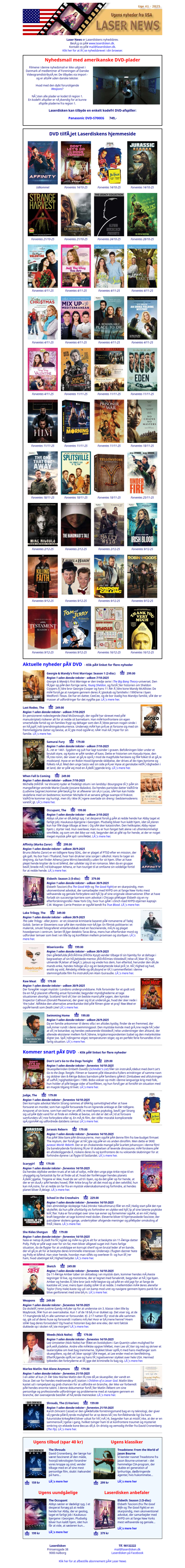 Laserdiskens Laser News, USA-import: Uge 41 - 2025