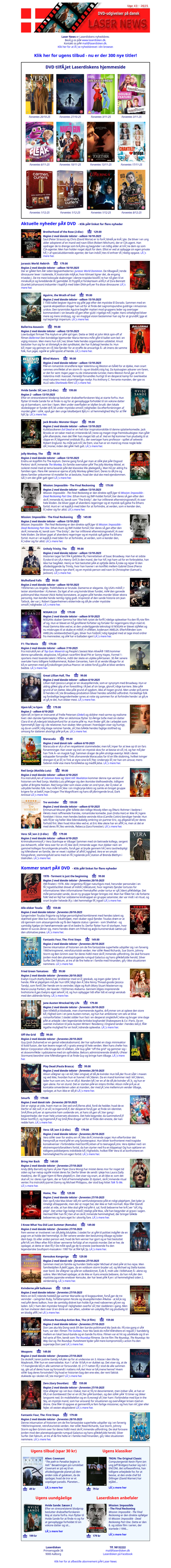 Laserdiskens danske Laser News: Uge 43 - 2025