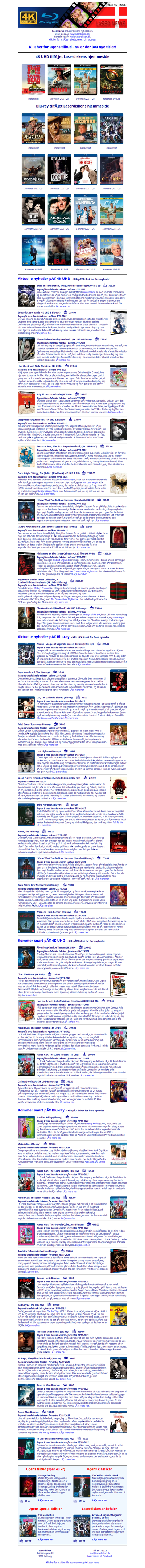 Laserdiskens 4K UHD og Blu-ray News: Uge 46 - 2025