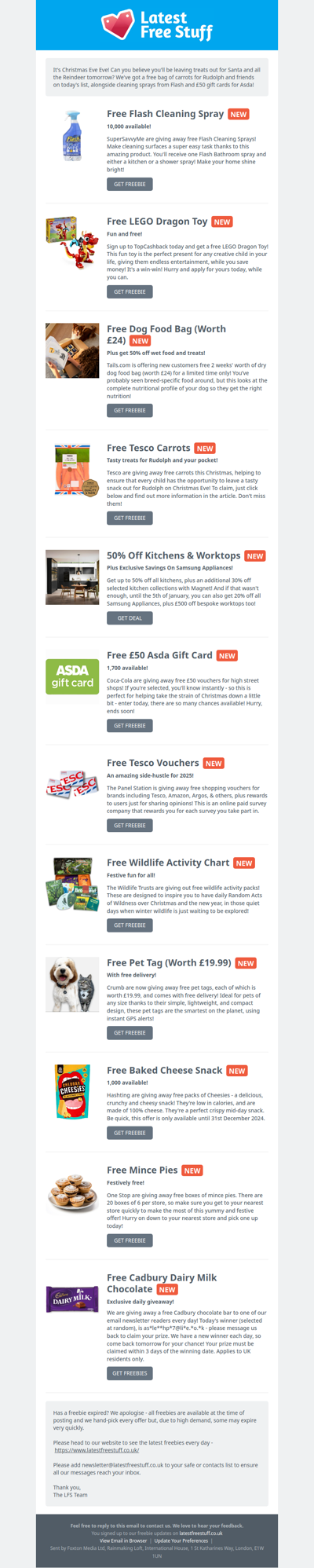 Free Flash Cleaning Spray, Tesco Carrots, £50 Asda Gift Card & More