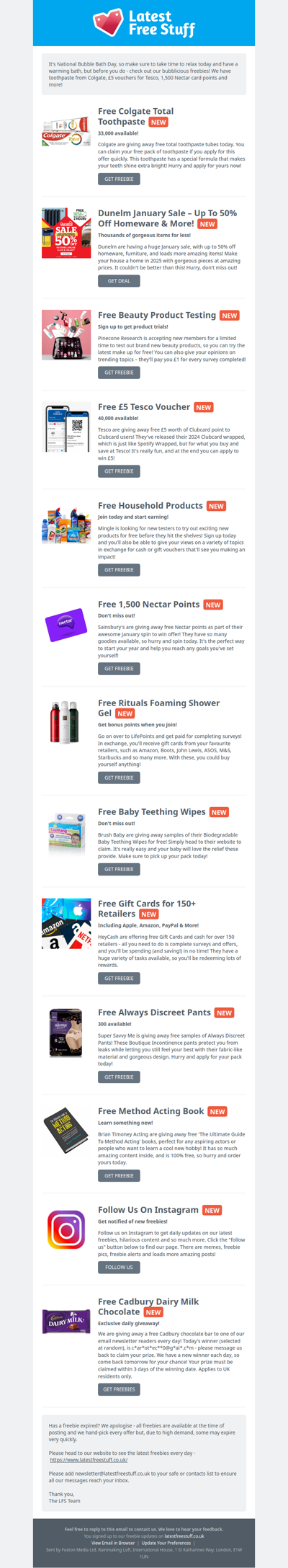 Free Colgate Toothpaste, £5 Tesco Voucher, 1,500 Nectar Points & More