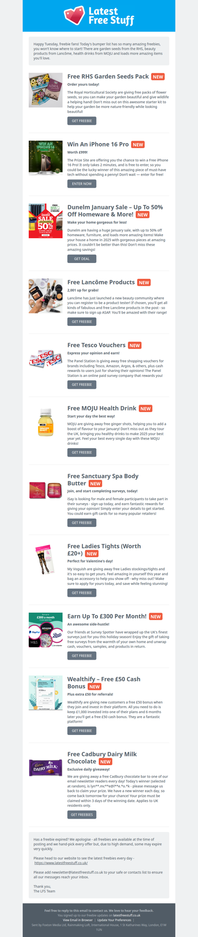 Free RHS Flower Seeds, Lancôme Products, MOJU Health Drink & More