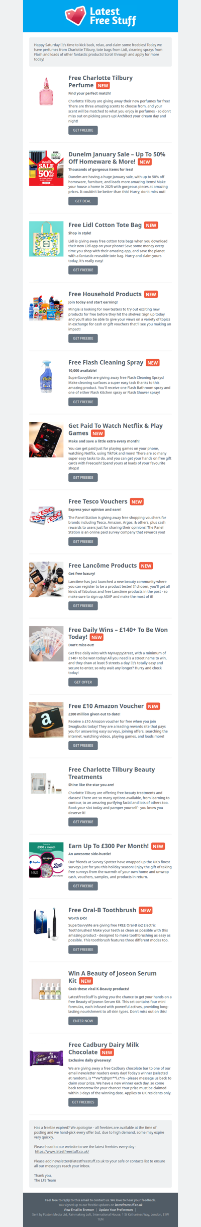 Free Charlotte Tilbury Perfume, Lidl Tote Bag, Flash Cleaning Spray  & More